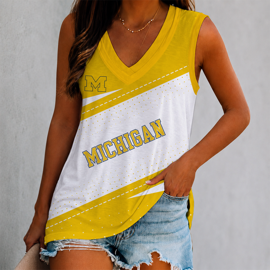 LIMITED EDITION - NEW CUSTOMIZED NCAA MFF04 MIW MICHIGAN WOLVERINES WOMEN'S V-NECK TANK TOP