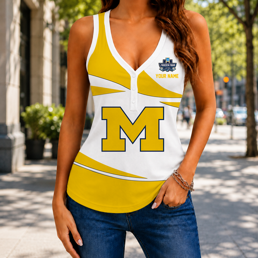 LIMITED EDITION - NEW CUSTOMIZED NCAA MFF04 MIW MICHIGAN WOLVERINES WOMEN'S V-NECK TANK TOP