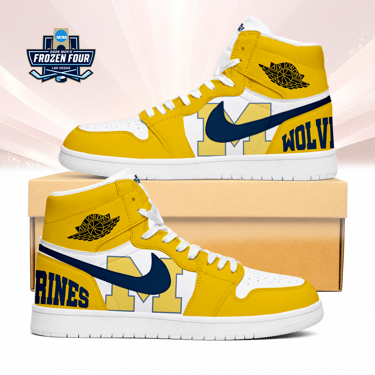 VIRAL EDITION - NEW CUSTOMIZED NCAA MFF04 MIW MICHIGAN WOLVERINES AIR JORDAN SNEAKERS