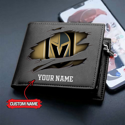 LIMITED EDITION - NEW CUSTOMIZED NHL04 VGK VEGAS GOLDEN KNIGHTS LEATHER WALLET