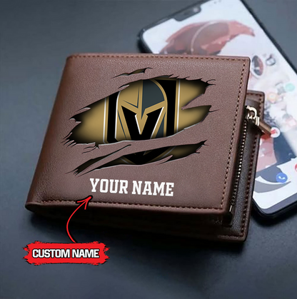 LIMITED EDITION - NEW CUSTOMIZED NHL04 VGK VEGAS GOLDEN KNIGHTS LEATHER WALLET