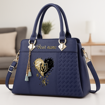 LIMITED EDITION - NEW CUSTOMIZED NHL04 VGK VEGAS GOLDEN KNIGHTS ZIP HANDBAG MULTICOLOR