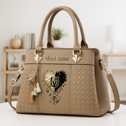 LIMITED EDITION - NEW CUSTOMIZED NHL04 VGK VEGAS GOLDEN KNIGHTS ZIP HANDBAG MULTICOLOR