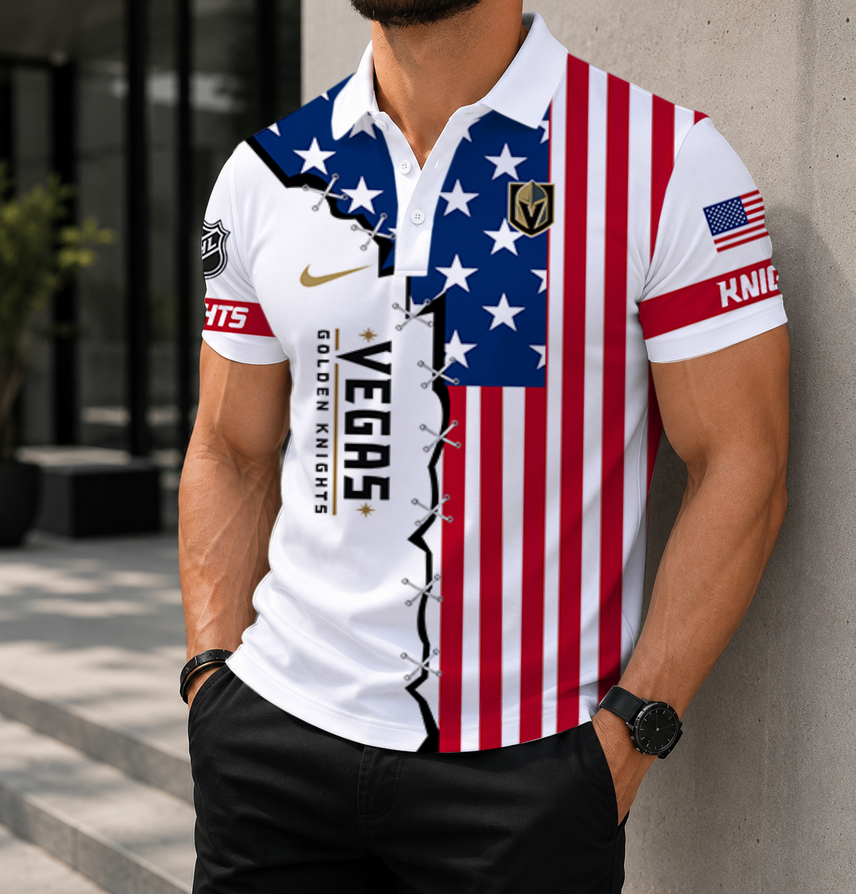LIMITED EDITION - NEW CUSTOMIZED NHL04 VGK VEGAS GOLDEN KNIGHTS POLO SHIRT, ZIP POLO SHIRT & T-SHIRTS