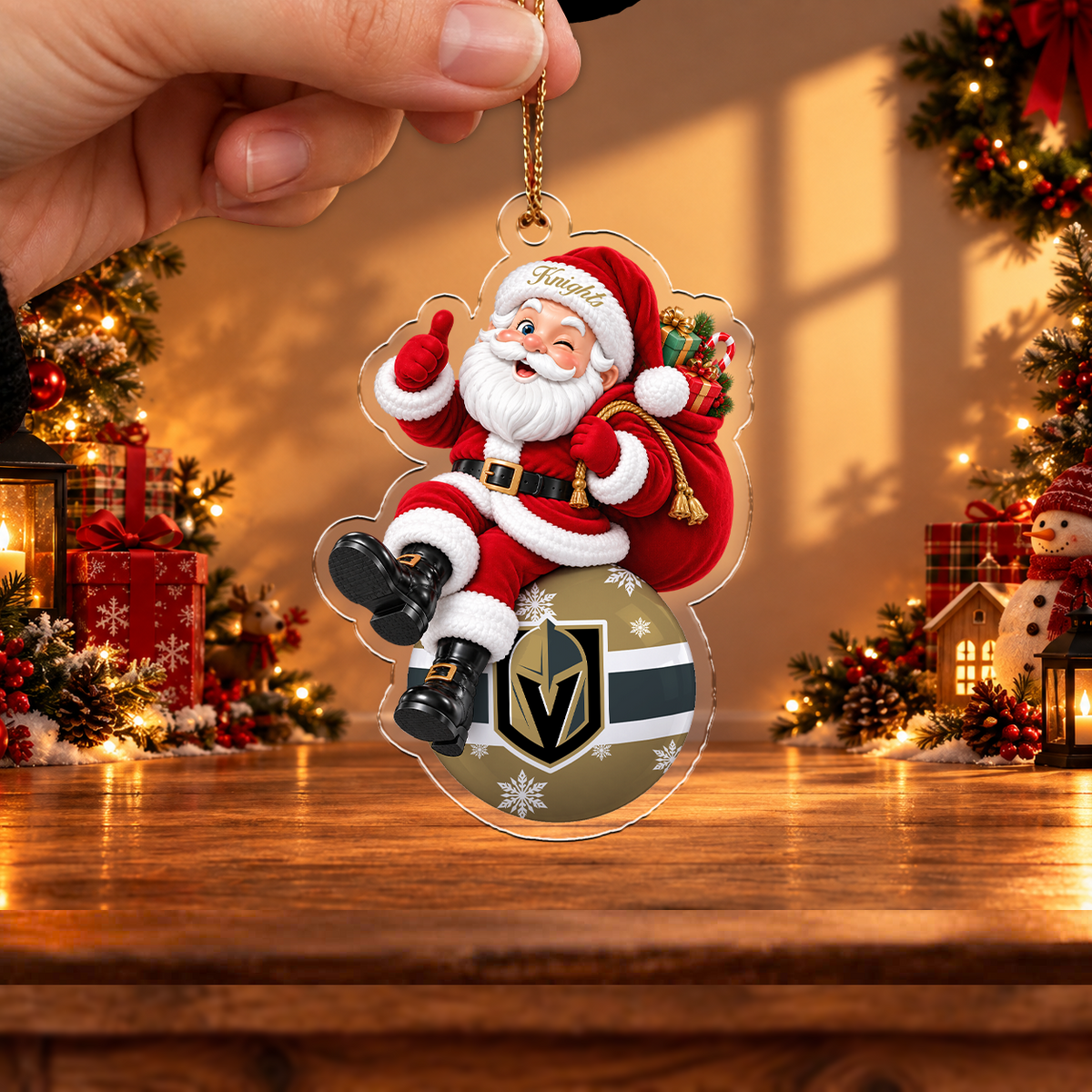 HOT DEAL - NEW CUSTOMIZED NHL04 VGK VEGAS GOLDEN KNIGHTS CHRISTMAS ACRYLIC ORNAMENT