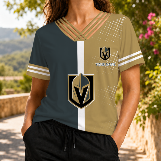VIRAL EDITION - NEW CUSTOMIZED NHL04 VGK VEGAS GOLDEN KNIGHTS V-NECK SHIRT