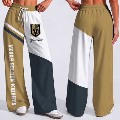 FINAL SALE - NEW CUSTOMIZED NHL04 VGK VEGAS GOLDEN KNIGHTS WOMEN'S WIDE LEG PANTS