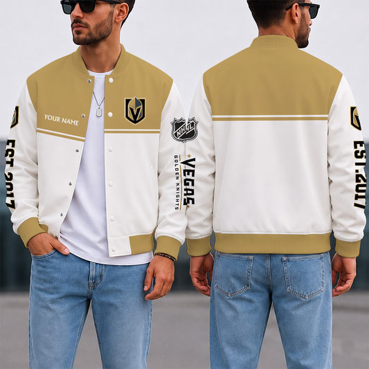 VIRAL EDITION - NEW CUSTOMIZED NHL04 VGK VEGAS GOLDEN KNIGHTS SATIN VARSITY JACKET & BASEBALL JACKET