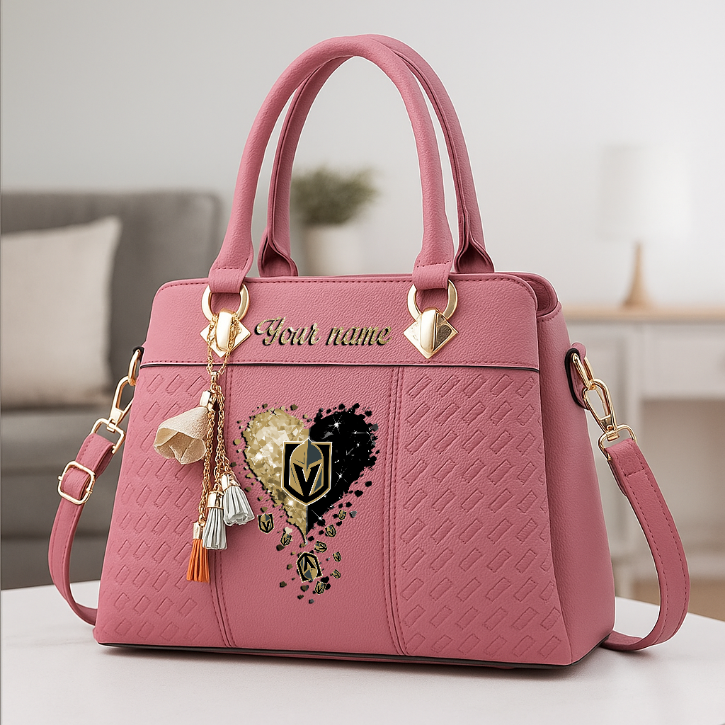 LIMITED EDITION - NEW CUSTOMIZED NHL04 VGK VEGAS GOLDEN KNIGHTS ZIP HANDBAG MULTICOLOR