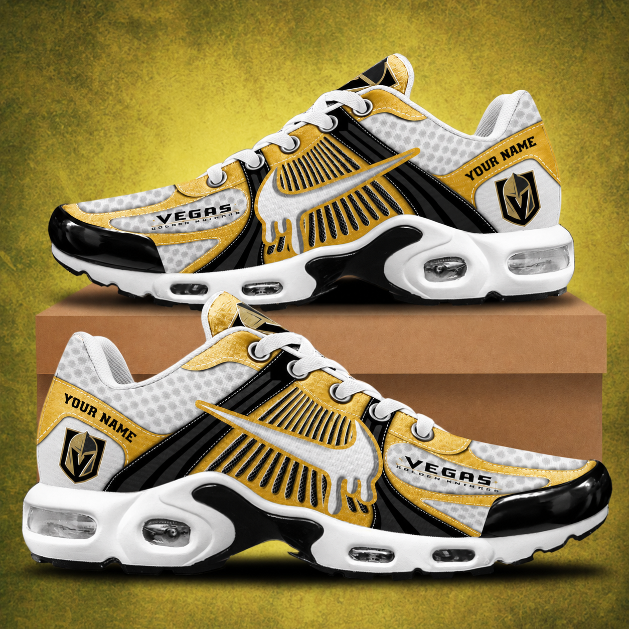 HOT DEAL - NEW CUSTOMIZED NHL04 VGK VEGAS GOLDEN KNIGHTS AIR MAX PLUS SNEAKERS