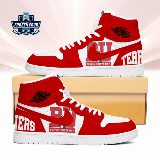 VIRAL EDITION - NEW CUSTOMIZED NCAA MFF05 BUT BOSTON UNIVERSITY TERRIERS AIR JORDAN SNEAKERS