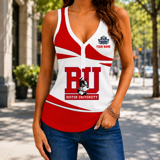LIMITED EDITION - NEW CUSTOMIZED NCAA MFF05 BUT BOSTON UNIVERSITY TERRIERS WOMEN'S V-NECK TANK TOP