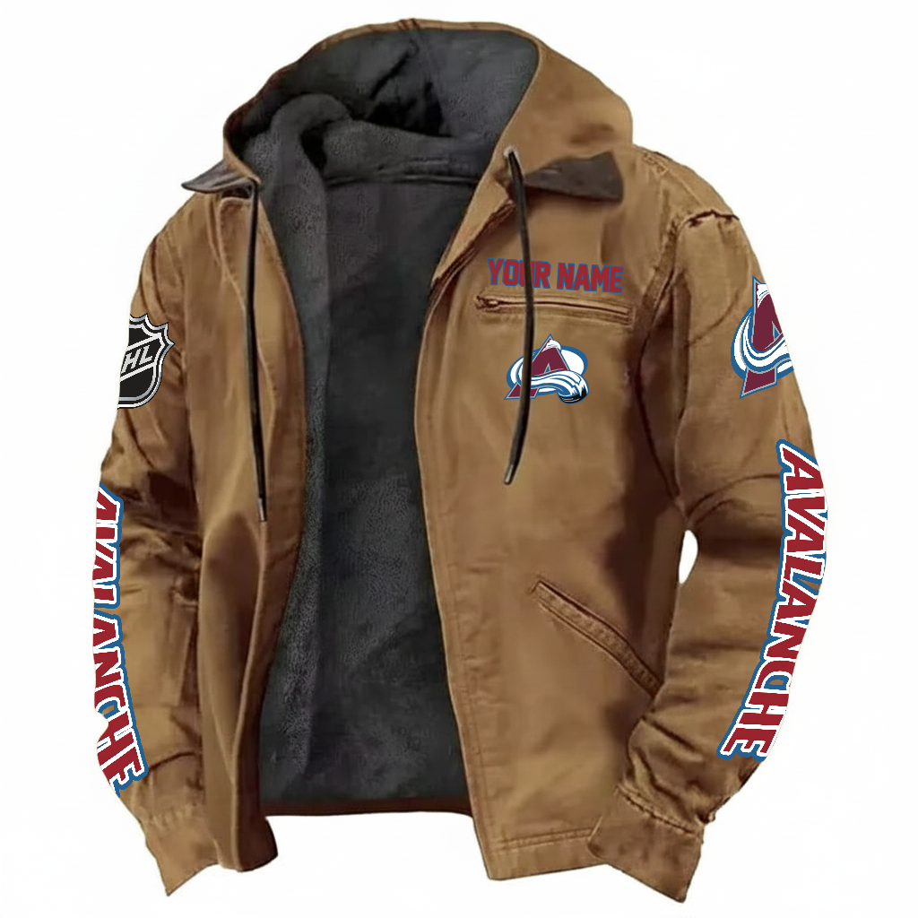 LIMITED EDITION - NEW CUSTOMIZED NHL05 CAL COLORADO AVALANCHE HOODED CARDIGAN JACKET