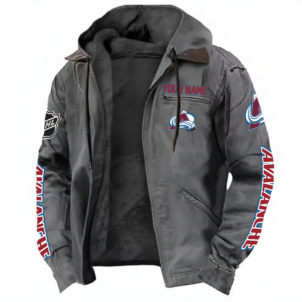 LIMITED EDITION - NEW CUSTOMIZED NHL05 CAL COLORADO AVALANCHE HOODED CARDIGAN JACKET