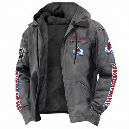 LIMITED EDITION - NEW CUSTOMIZED NHL05 CAL COLORADO AVALANCHE HOODED CARDIGAN JACKET