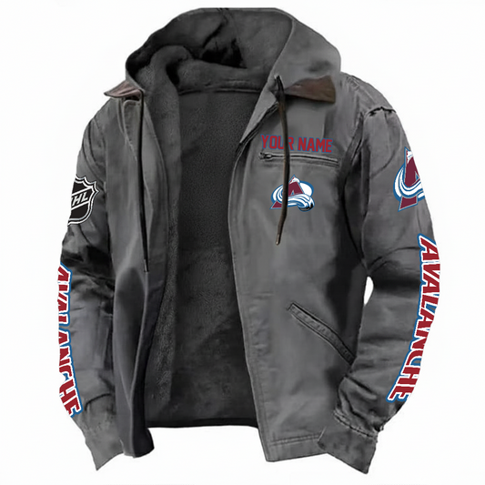 LIMITED EDITION - NEW CUSTOMIZED NHL05 CAL COLORADO AVALANCHE HOODED CARDIGAN JACKET