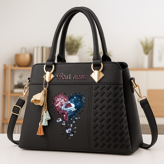 LIMITED EDITION - NEW CUSTOMIZED NHL05 CAL COLORADO AVALANCHE ZIP HANDBAG MULTICOLOR
