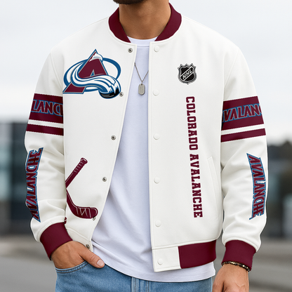 LIMITED EDITION - NEW CUSTOMIZED NHL05 CAL COLORADO AVALANCHE BASEBALL JACKET, SATIN VARSITY JACKET