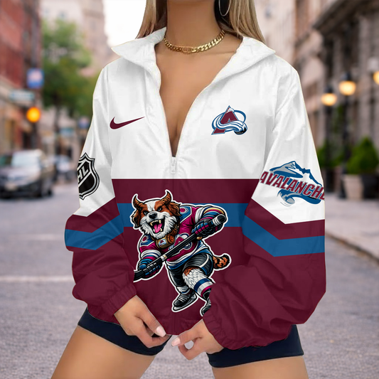 LIMITED EDITION - NEW CUSTOMIZED NHL05 CAL COLORADO AVALANCHE V-NECK ZIPPER SWEATSHIRT JACKET
