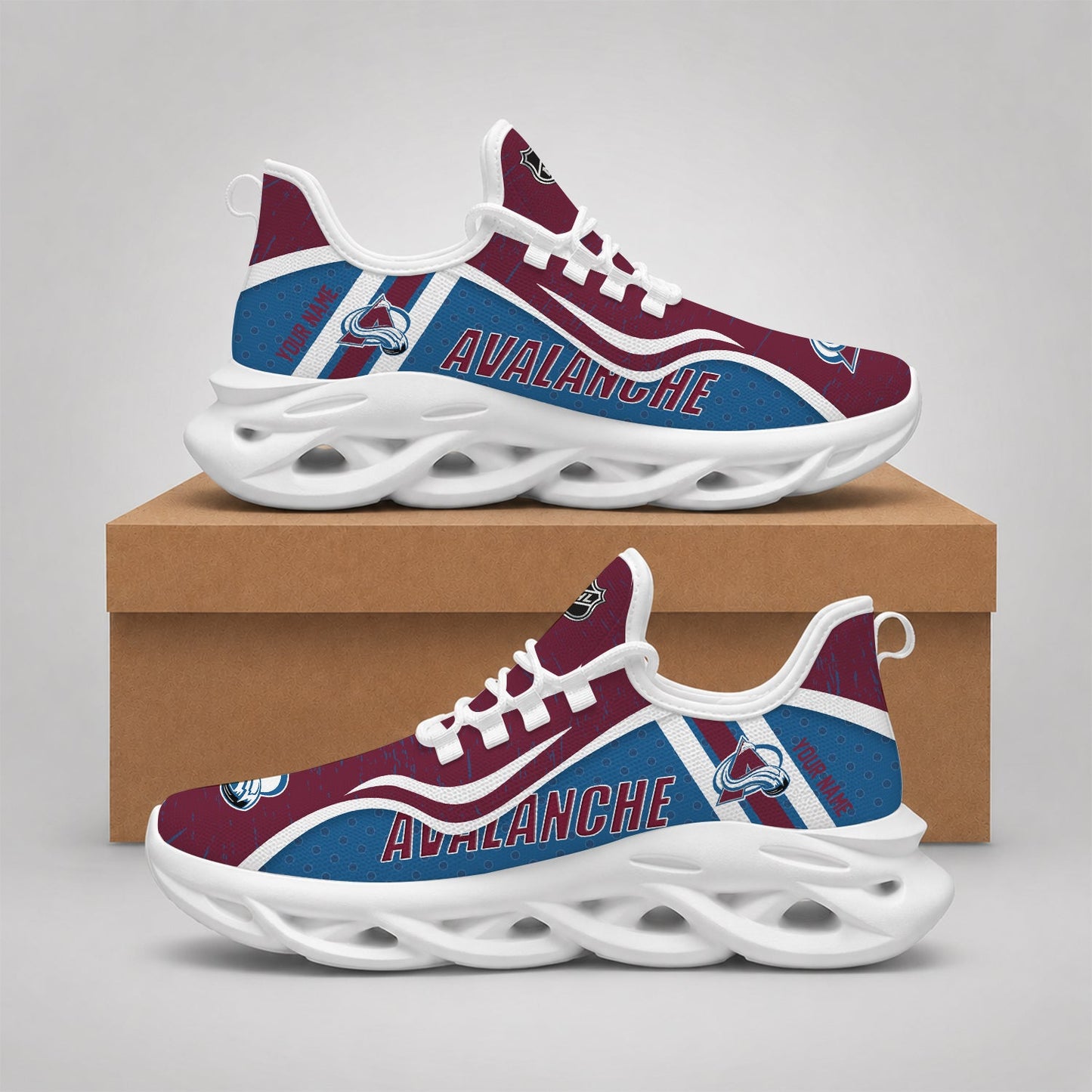LIMITED EDITION - NEW CUSTOMIZED NHL05 CAL COLORADO AVALANCHE CLUNKY SNEAKERS