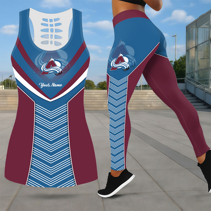 SPECIAL EDITION - NEW CUSTOMIZED NHL05 CAL COLORADO AVALANCHE LEGGINGS & HOLLOW TANK TOP SET