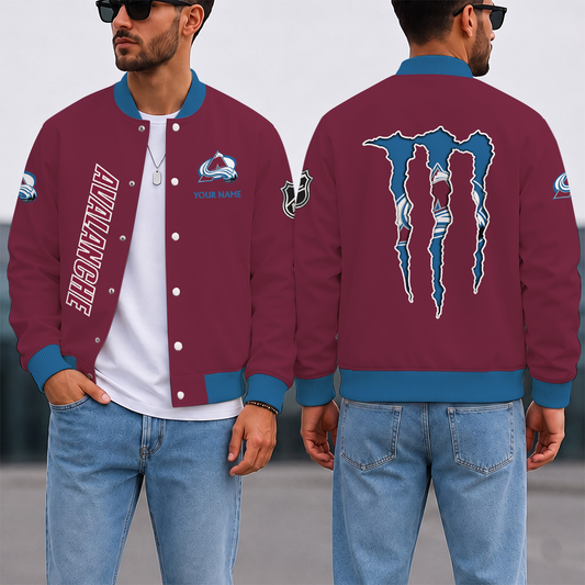 LIMITED EDITION - NEW CUSTOMIZED NHL05 CAL COLORADO AVALANCHE SATIN VARSITY JACKET & BASEBALL JACKET