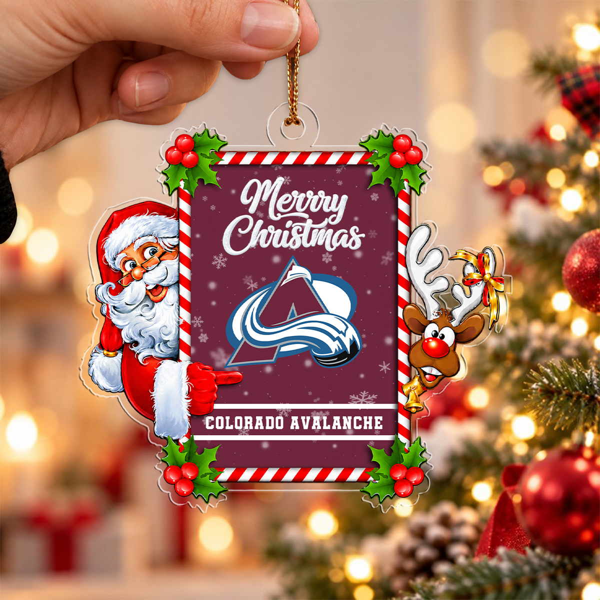 FLASH SALE - NEW CUSTOMIZED NHL05 CAL COLORADO AVALANCHE CHRISTMAS ACRYLIC ORNAMENT