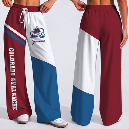 FINAL SALE - NEW CUSTOMIZED NHL05 CAL COLORADO AVALANCHE WOMEN'S WIDE LEG PANTS