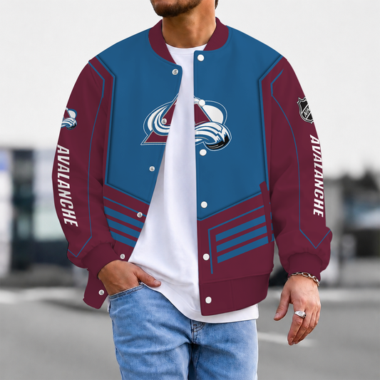 LIMITED EDITION - NEW CUSTOMIZED NHL05 CAL COLORADO AVALANCHE SATIN VARSITY JACKET & BASEBALL JACKET
