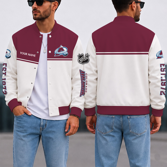 VIRAL EDITION - NEW CUSTOMIZED NHL05 CAL COLORADO AVALANCHE SATIN VARSITY JACKET & BASEBALL JACKET