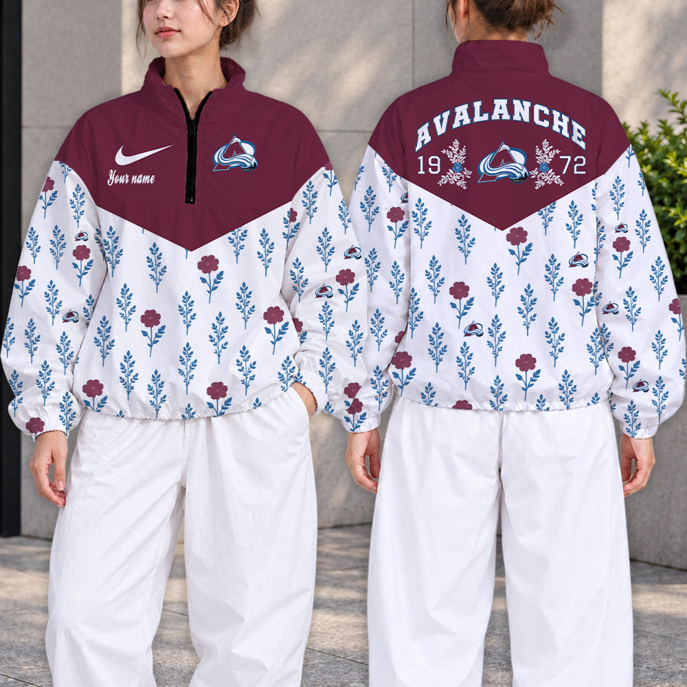 LIMITED EDITION - NEW CUSTOMIZED NHL05 CAL COLORADO AVALANCHE V-NECK ZIPPER SWEATSHIRT JACKET