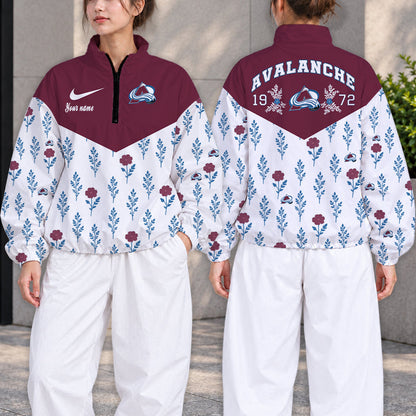 LIMITED EDITION - NEW CUSTOMIZED NHL05 CAL COLORADO AVALANCHE V-NECK ZIPPER SWEATSHIRT JACKET