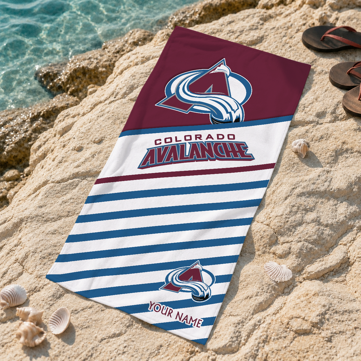 FINAL SALE - NEW CUSTOMIZED NHL05 CAL COLORADO AVALANCHE BEACH TOWEL