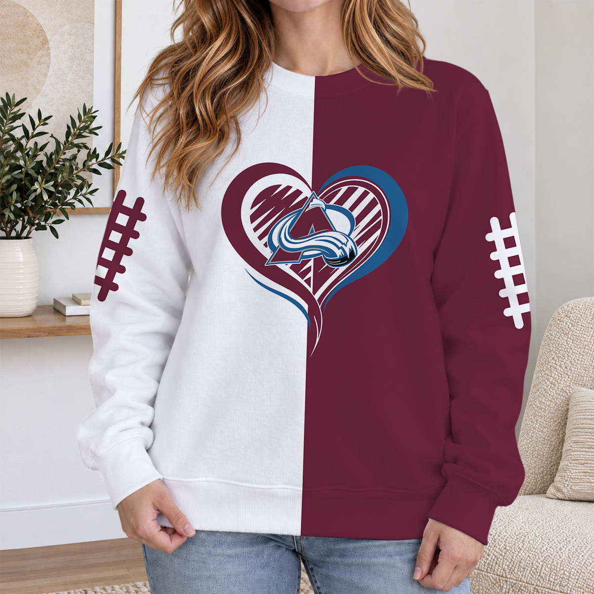 FINAL SALE - NEW CUSTOMIZED NHL05 CAL COLORADO AVALANCHE RIBBED HOODIE & SWEATSHIRT