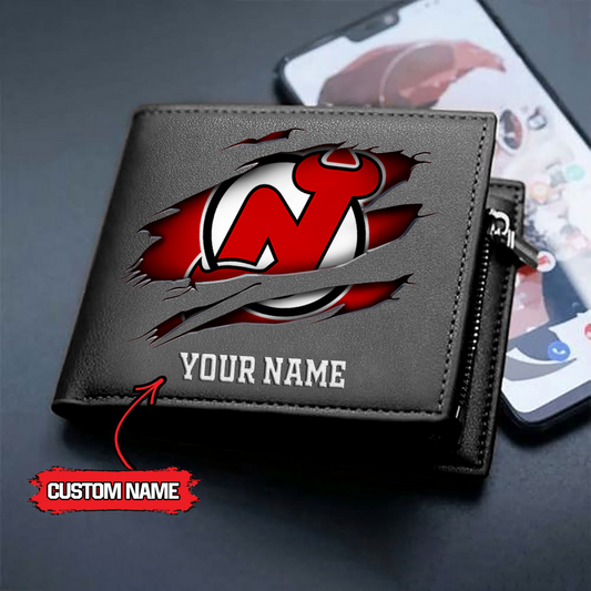 LIMITED EDITION - NEW CUSTOMIZED NHL06 NJD NEW JERSEY DEVILS LEATHER WALLET
