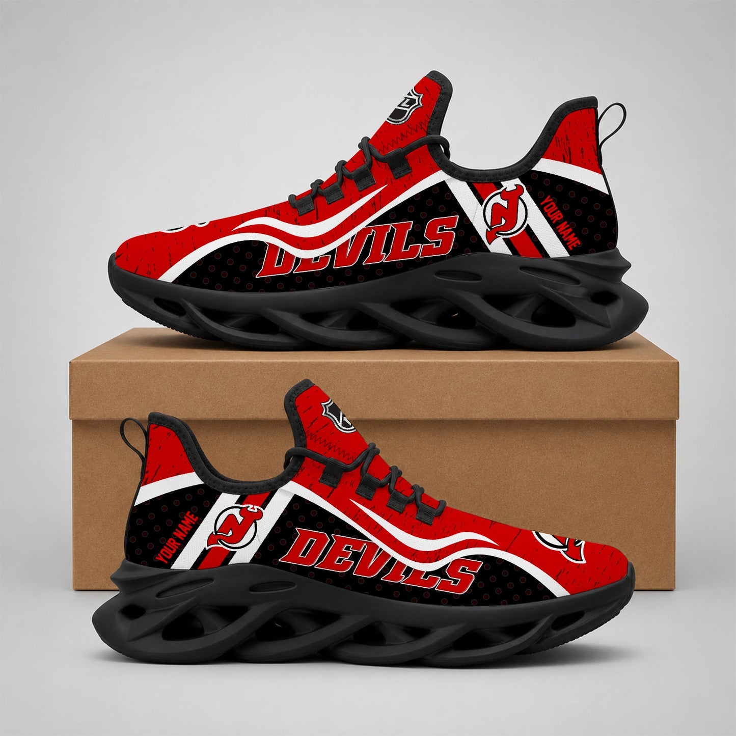 LIMITED EDITION - NEW CUSTOMIZED NHL06 NJD NEW JERSEY DEVILS CLUNKY SNEAKERS