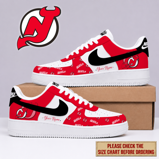 FINAL SALE - NEW CUSTOMIZED NHL06 NJD NEW JERSEY DEVILS AF1 SHOES