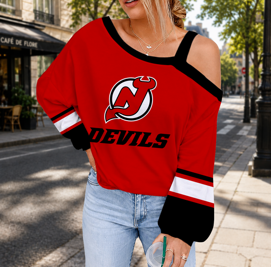 FINAL SALE - NEW CUSTOMIZED NHL06 NJD NEW JERSEY DEVILS DROP SHOULDER SWEATSHIRT