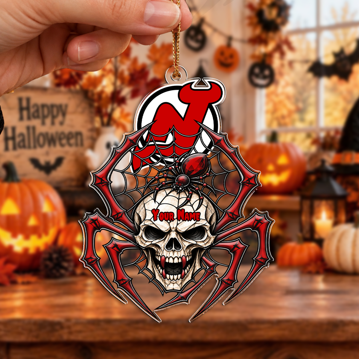 LIMITED EDITION - NEW CUSTOMIZED NHL06 NJD NEW JERSEY DEVILS HALLOWEEN ACRYLIC ORNAMENT