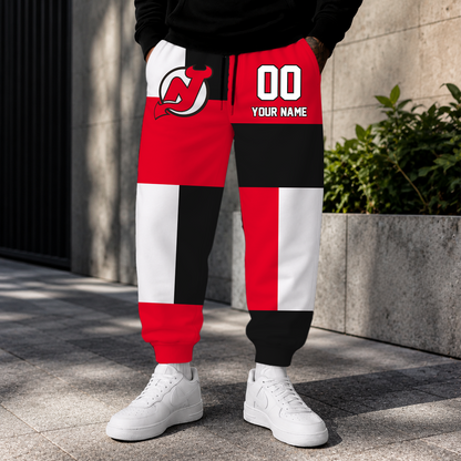 VIRAL EDITION - NEW CUSTOMIZED NHL06 NJD NEW JERSEY DEVILS SWEATPANTS