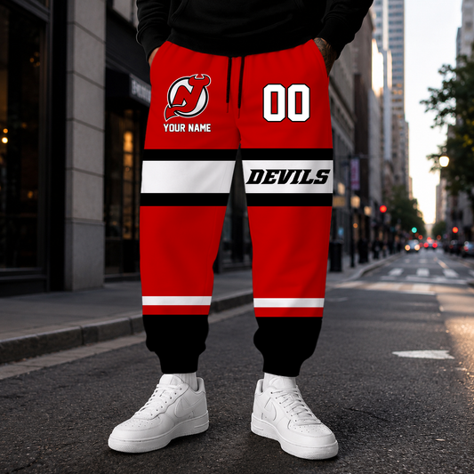 HOT DEAL - NEW CUSTOMIZED NHL06 NJD NEW JERSEY DEVILS SWEATPANTS