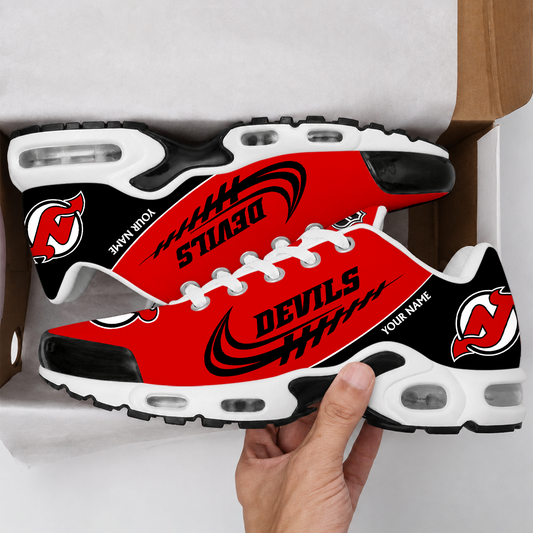 FINAL SALE - NEW CUSTOMIZED NHL06 NJD NEW JERSEY DEVILS AIR MAX PLUS SNEAKERS