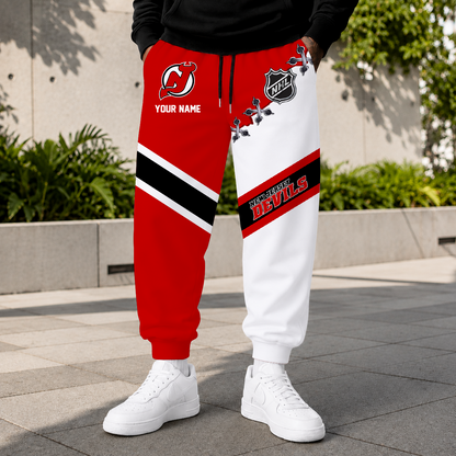 HOT DEAL - NEW CUSTOMIZED NHL06 NJD NEW JERSEY DEVILS SWEATPANTS