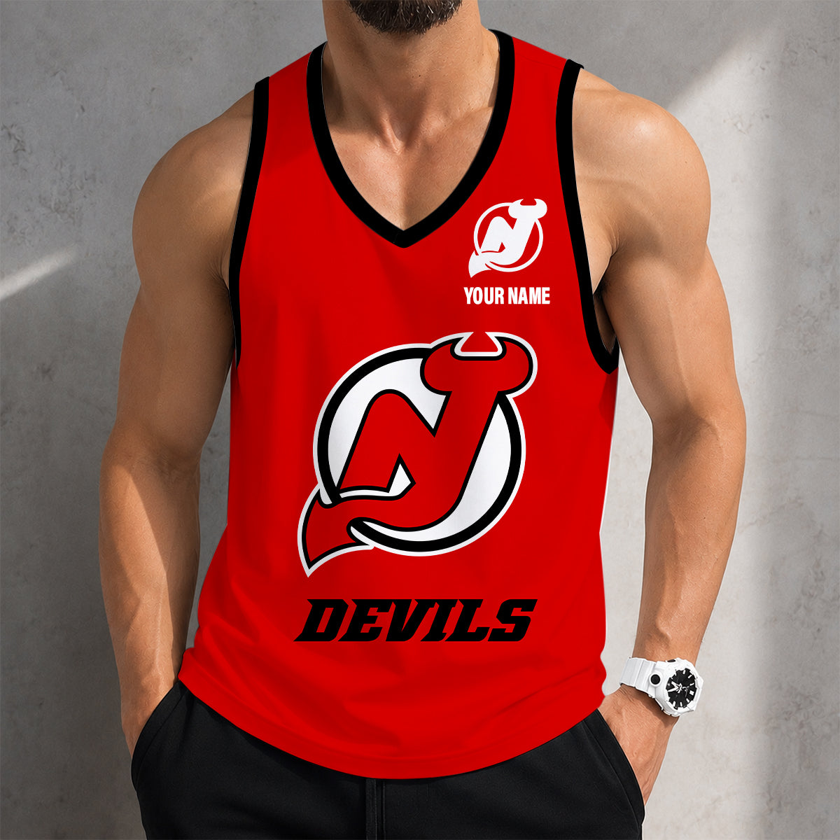 VIRAL EDITION - NEW CUSTOMIZED NHL06 NJD NEW JERSEY DEVILS MEN'S TANK TOP