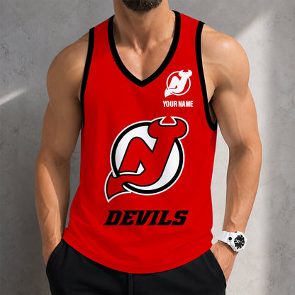 VIRAL EDITION - NEW CUSTOMIZED NHL06 NJD NEW JERSEY DEVILS MEN'S TANK TOP