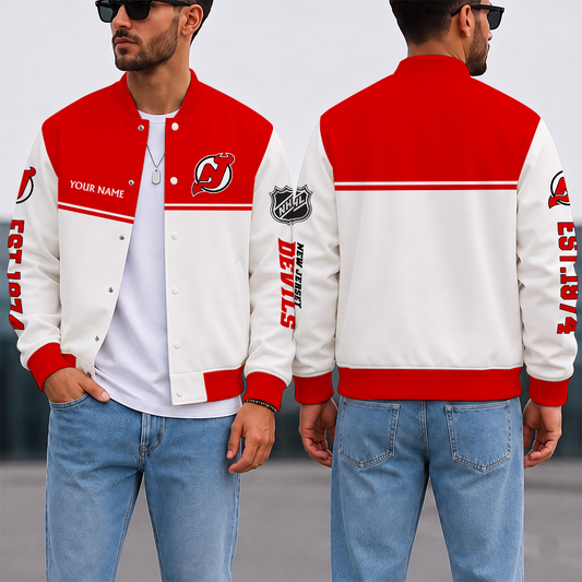 VIRAL EDITION - NEW CUSTOMIZED NHL06 NJD NEW JERSEY DEVILS SATIN VARSITY JACKET & BASEBALL JACKET