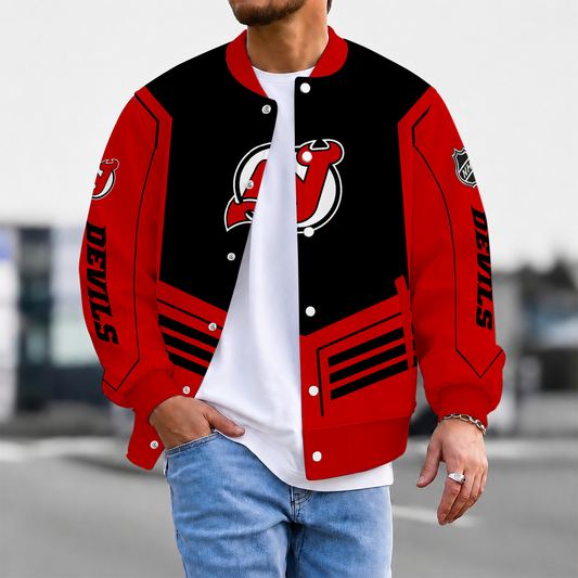LIMITED EDITION - NEW CUSTOMIZED NHL06 NJD NEW JERSEY DEVILS SATIN VARSITY JACKET & BASEBALL JACKET