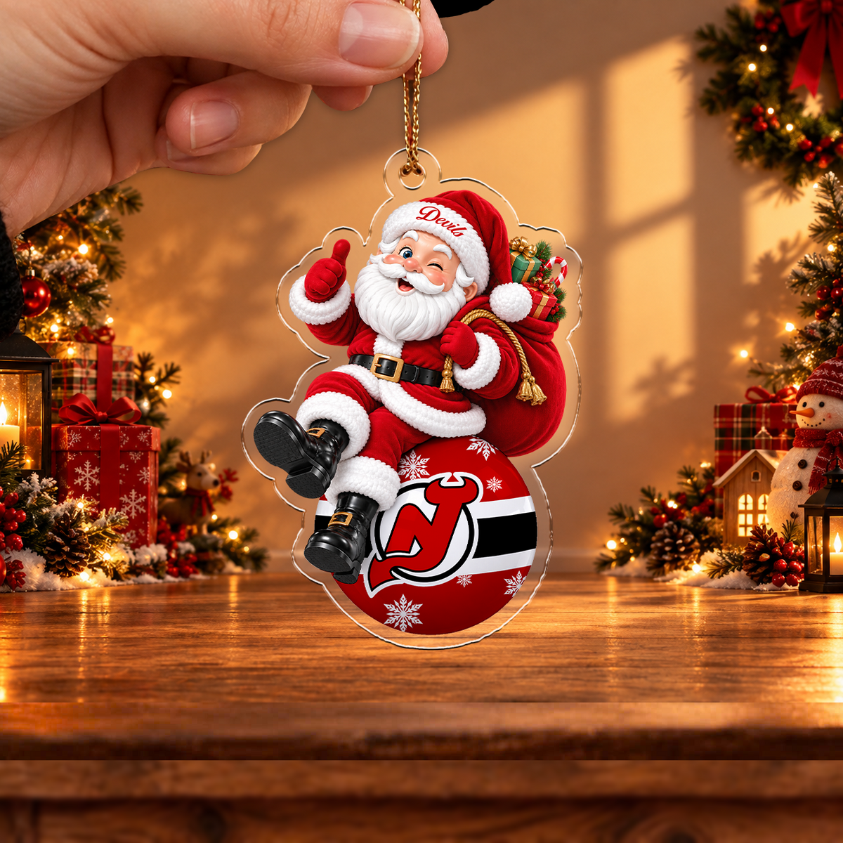 HOT DEAL - NEW CUSTOMIZED NHL06 NJD NEW JERSEY DEVILS CHRISTMAS ACRYLIC ORNAMENT