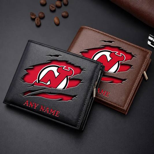 FINAL SALE - NEW CUSTOMIZED NHL06 NJD NEW JERSEY DEVILS LEATHER WALLET