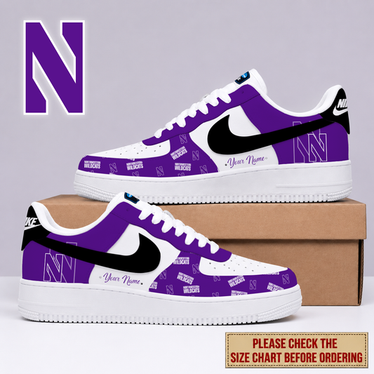 FINAL SALE - NEW CUSTOMIZED NCAA CFH06 NOW NORTHWESTERN WILDCATS AF1 SHOES